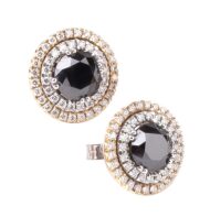 Kolczyki w różowym złocie z czarnymi brylantami