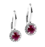 Kolczyki z białego złota z rubinami i brylantami
