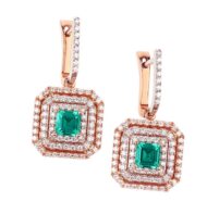 Kolczyki z różowego złota ze szmaragdami