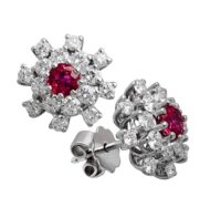 Kolczyki w białym złocie z rubinami i brylantami