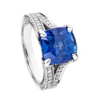 Pierścionek z białego złota z szafirem