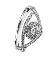 Pierścionek w białym złocie z brylantową galeryjką