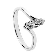 Pierścionek z białego złota z diamentem w szlifie markizy