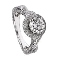 Pierścionek z białego złota z brylantami