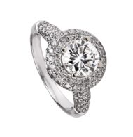 Pierścionek z białego złota z brylantami