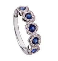 Pierścionek z białego złota z szafirami