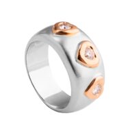 Pierścień w białym i różowym złocie z brylantami