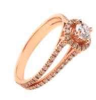 Pierścionek z różowego złota z brylantami