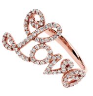 Pierścionek z różowego złota z napisem LOVE