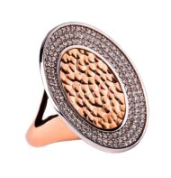 Pierścionek z różowego złota z potrójnym rzędem brylantów