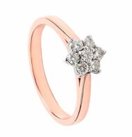 Pierścionek z różowego złota z rozetą brylantową
