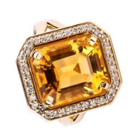 Pierścionek w żółtym złocie z cytrynem