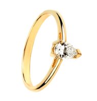 Pierścionek ze złota z diamentem w szlifie łezki