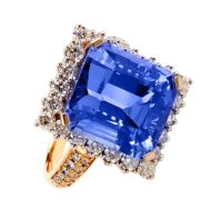 Pierścionek ze złota z tanzanitem