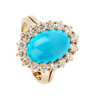 Pierścionek ze złota z turkusem