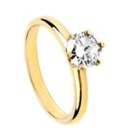 Pierścionek ze złota z brylantem w klasycznej koronie