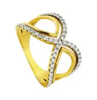 Pierścionek ze złota z diamentami z krzyżującymi się wstęgami